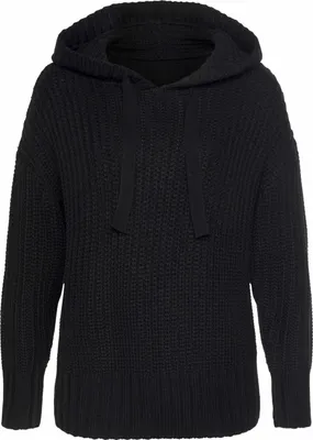 Produktbild von LASCANA Kapuzenpullover aus weichem Grobstrick schwarz Größe 44/46