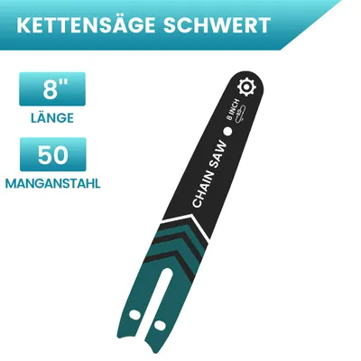 Produktbild von 8 Zoll Kettensäge Führungsschiene 22cm Manganstahl, 1/4" Teilung, 1.1mm Nutbreite, kompatibel mit Mini-Kettensägen