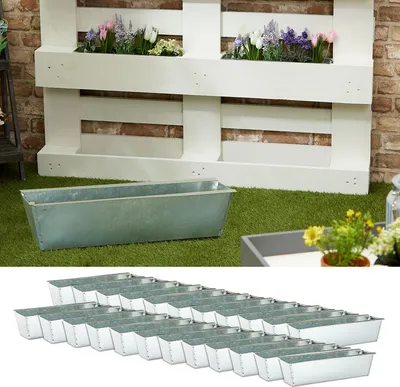 Produktbild von Pflanzkasten 24er Set aus Zink für Europaletten Paletten Pflanzkübel 38x13x9 cm