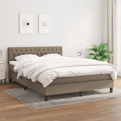 Produktbild von The Living Store Boxspringbett mit Matratze Taupe 140x190 cm Stoff
