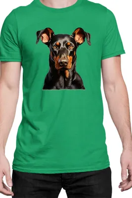 Zdjęcie produktu dla Męska Koszulka Dogs Breeds Doberman Pinscher Dog Breed 006, Man L / Zielony