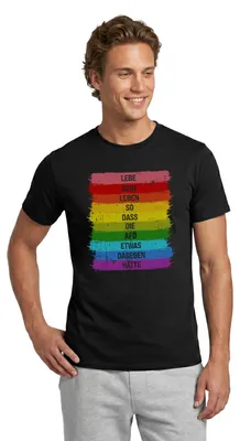 Produktbild von Spreadshirt Lebe So Dass Die AFD Was Dagegen Hätte Regenbogen Männer T-Shirt, L, Schwarz