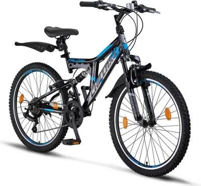 Obrázok produktu pre Chillaxx Bike Falcon prémiový horský bicykel 24 a 26 palcov - bicykel pre chlapcov, dievčatá, ženy a mužov - kotúčové brzdy - 21 rýchlostí - celoodpružený