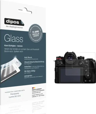 Produktbild von 2x Schutzfolie für Panasonic Lumix DC-S1II matt - Anti-Shock 9H Folie dipos Glass Kunststoffglas