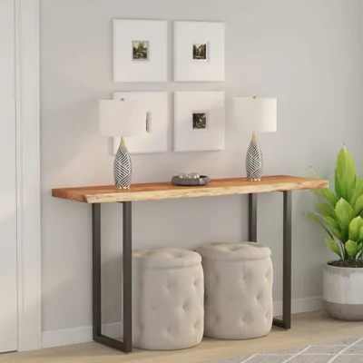 Produktbild von CLORIS Tischplatte 110x40x2,5cm Rechteckig Massivholz Akazie Baumkante, 10,35 kg