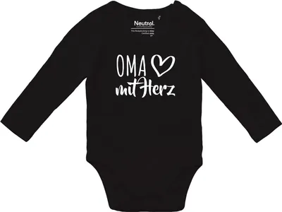 Produktbild von Huuraa Baby Body Oma mit Herz 74 Black  Baumwolle Fairtrade Langarmbody Geschenkidee