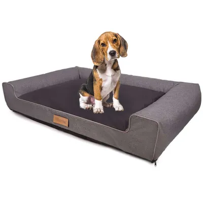 Produktbild von Großes Hundebett Hundesofa Hundekissen Hundekörbchen  Waschbar - Farbe Grau - Hundematte Größe L - 83x50 cm