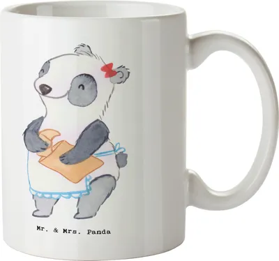 Produktbild von Mr. & Mrs. Panda Tasse Bäckereifachverkäuferin Herz - Weiß - Geschenk, Backstube, Bäckerei, haferl, Kaffeetasse, Sonntagmorgen, Teetasse, kaffeebecher keramik, Frühstück