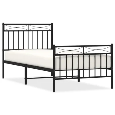 Produktbild von Bettgestell mit Kopf- und Fußteil Metall Schwarz 90x200 cm