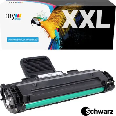 A product shot of a toner cartridge and its packaging.