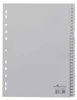 Produktbild von DURABLE Register A4 31-tlg. 1-31 geprägt PP, 652310 grau