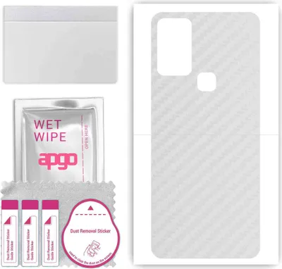 Produktbild von apgo Rückseite Schutzfolie, Skin, kompatibel mit Infinix Hot 10 Play, Hinten Displayschutzfolie aus Vinylfolie, kratzfest, einfache Montage - Transparenter Kohlenstoff