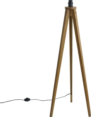 Produktbild von QAZQA - Landhaus I Vintage Ländliche Stehlampe Stativ Vintage Holz - Stativ Classic I Wohnzimmer I Schlafzimmer - Länglich - LED geeignet E27