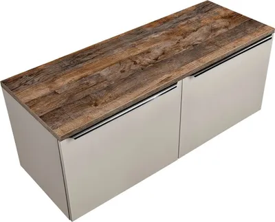 Produktbild von Waschtischunterschrank 120cm 2 Schubkästen, 4 Auszüge PUEBLA-56-TAUPE in taupe mit Vintage Oak, B/H/T ca. 120,4/48,5/46 cm
