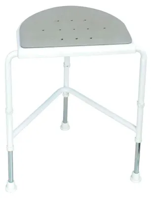 Zdjęcie produktu dla Krzesełko prysznicowe narożne - Regulowana wysokość 45-60 cm - Antypoślizgowe siedzisko - Obciążenie do 127 kg
