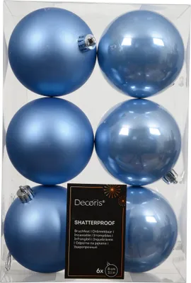 Productafbeelding van Kerstbal kunststof d8 cm sky blauw 6 st Decoris