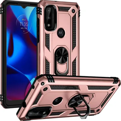 Produktbild von Motorola G Pure Hülle, Dual Layer Militäre Fallschutz Schutzhülle mit Ringhalterung Ständer für Motorola G Pure Rosa