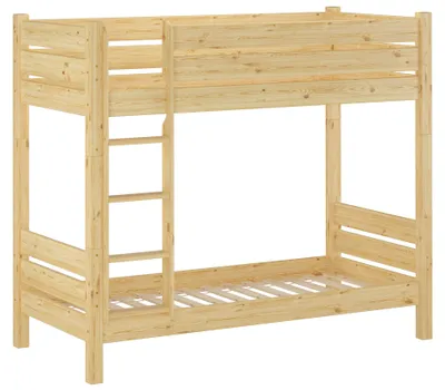Produktbild von Etagenbett mit wählbarem Zubehör 80x200 extra stabil Kiefer Nische 100 teilbar V-60.16-08T100Rollrost inkl.