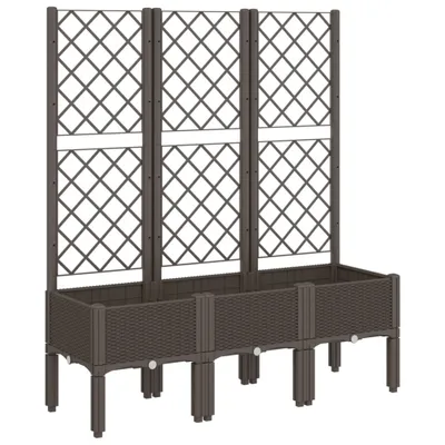 Image de vidaXL Bac à plantes avec treillis Marron 120x40x142 cm PP
