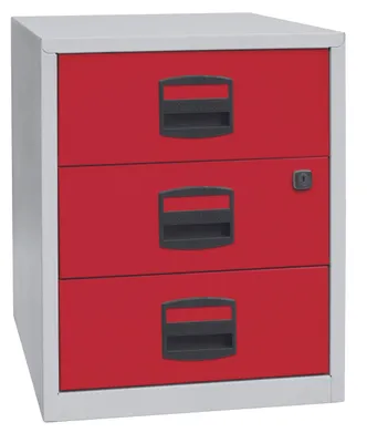 Produktbild von Bisley Home Beistellschrank auf Rollen Home Office - Farbe: Lichtgrau/Kardinalrot