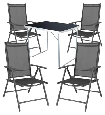 Produktbild von 5-tlg Camping Set Gartenmöbel Campingtisch + 4 Campingstuhl Klappstuhl
