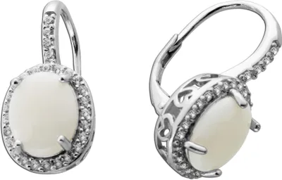Produktbild von Opal Halo Ohrringe Silber 925 nat. weiße Opale 4.4ct weiße nat. Zirkone