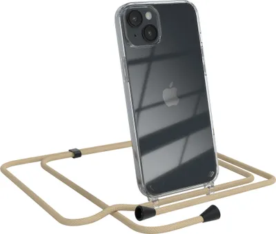 Produktbild von EAZY CASE Handykette kompatibel mit Apple iPhone 14 Plus, Handyhülle mit Umhängeband, Handykordel, Schutzhülle Clear, Band in Blau