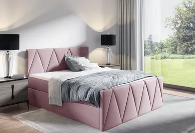 Produktbild von Doppelbett GISELA LUX – 160x200, rosa + GRATIS-Topper