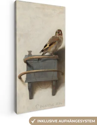 Zdjęcie produktu dla MuchoWow® - Obraz na płótnie - Szczygieł - Carel Fabritius, obraz na ścianę, dekoracja ścienna do salonu, 20x40cm