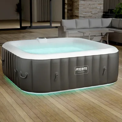 Zdjęcie produktu dla AREBOS Nadmuchiwany basen zewnętrzny z hydromasażem i masażem wellness z diodami LED