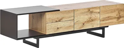 Obrázek produktu pro BELIANI Televizní stolek černý světlé dřevo MDF 160 cm TV do 70ʺ zásuvky a police moderní styl