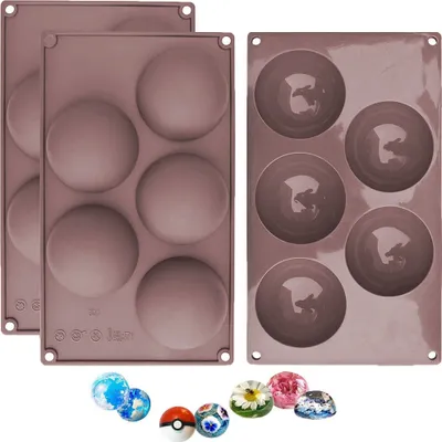 Produktbild von Extra große 5-fach-Halbkugel-Silikonform, 3 Packungen Backform zur Herstellung von Schokolade, Kuchen, Gelee, Dome-Mousse