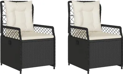 Produktbild von vidaXL Gartensessel 2 Stk. Verstellbar Schwarz Poly Rattan