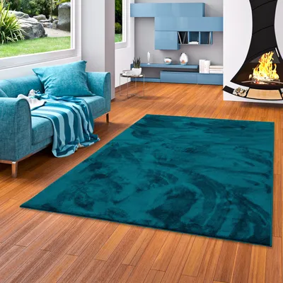 Produktbild von Luxus Super Soft Hochflor Langflor Teppich Deluxe Petrol, Größe:400x500 cm