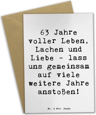 Produktbild von Mr. & Mrs. Panda neujahrskarte Spruch 63. Geburtstag Freude - Weiß - Geschenk, feiern, einladungskarten, Grußkarte, osterkarten, hochzeitskarten, schöne Erinnerungen