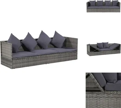 Obrázek produktu pro vidaXL Zahradní rozkládací pohovka 200x60 cm polyratan šedá - Lehátka na opalování