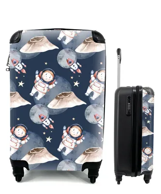 Produktbild von MuchoWow® Koffer Handgepäck Trolley Rollkoffer Kleine Reisekoffer mit 4 Rollen - Weltraum - Astronaut - Rakete - Jungen - Mädchen - Kind - Cabin Size < 55x40x23 cm & 55x40x20 cm - Kinderkoffer - Kabinenkoffer - Boardgepäck - Reise-Box - Reisekoffer - Reisegepäck - Koffer mit Bild - Trolley für Kinder