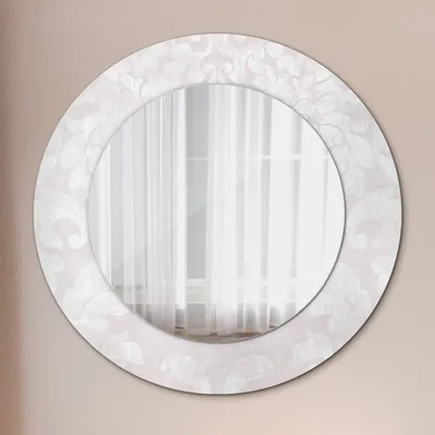 Produktbild von Spiegel Rund mit Aufdruck - Wandspiegel Design Wandmontage – Badspiegel - Zart Roccoco Textur - Runder: Ø50cm