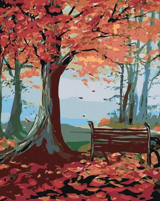 Produktbild von Zuty - Malen nach Zahlen - SITZBANK UND HERBSTBAUM, 40x50 cm, mit Keilrahmen (bereits gespannt)