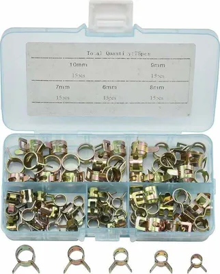 Produktbild von 75 Stück Federclip-Schlauchschellen, Kraftstoffschlauchschellen, Schlauchschellen, Federclip-Schellen, Schlauchschellen, 6 mm, 7 mm, 8 mm, 9 mm, 10 mm