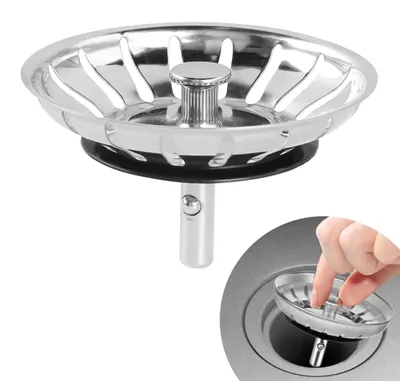 Image de Bouchon de vidange universel en acier inoxydable, réglable en hauteur, pour évier (82 mm)