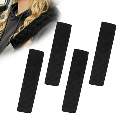 Produktbild von Gurtpolster Auto 4 Stück Schwarz Plüschleder Polyester 22,5x5,5 cm