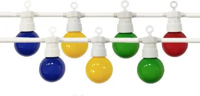 Image de Guirlande Guinguette LED 8M 10pcs 3W IP65 Multicolore - Câble Blanc