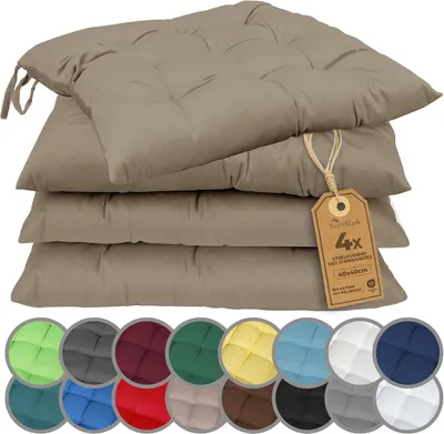 Image de Coussin de siège, 40x40 cm, lot de 4, couleur sable, pour intérieur et extérieur