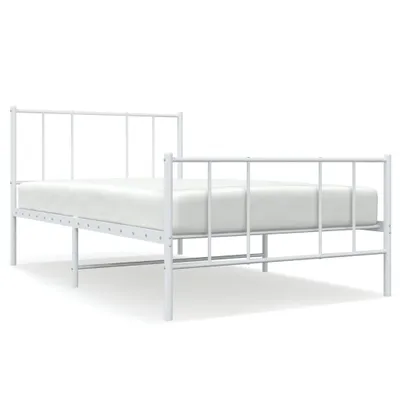 Produktbild von vidaXL Bettgestell mit Kopf- und Fußteil Metall Weiß 90x200 cm