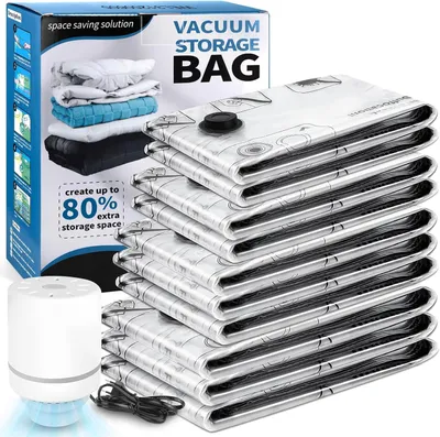 Productafbeelding van Vakuumsugpåse 10 kombo kleding met elektrische pomp - Waterdichte ruimtebesparende vacuümzak voor kleding - Beddengoed