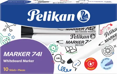 Produktbild von Pelikan 741, 10 Stück(e), Schwarz, Rundspitze, Schwarz, Weiß, Rund