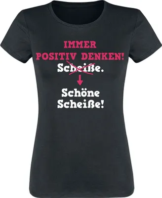 Produktbild von Sprüche T-Shirt Damen Immer positiv denken! schwarz 3XL
