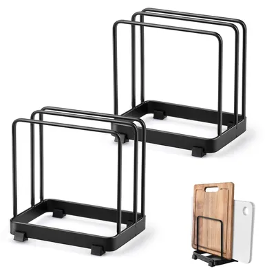 Produktbild von 2er Set Snijplankhalter aus Metall, schwarz, platzsparend, Organizer für Küche