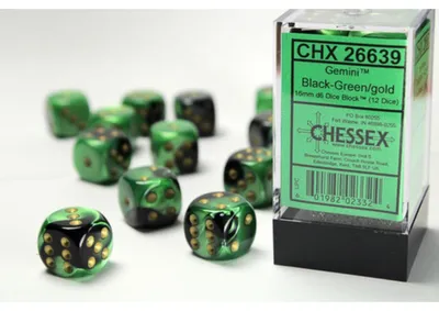 Produktbild von Asmodee 26639, Würfelsatz, Schwarz, Grün, Unisex, Deutschland, Vereinigte Staaten, 16 mm, 16 mm